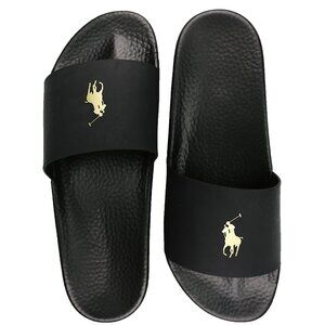 NWT Polo Ralph Lauren Men Slide Slipper Sandal "BIG PONY EDITION" Black MSRP $70